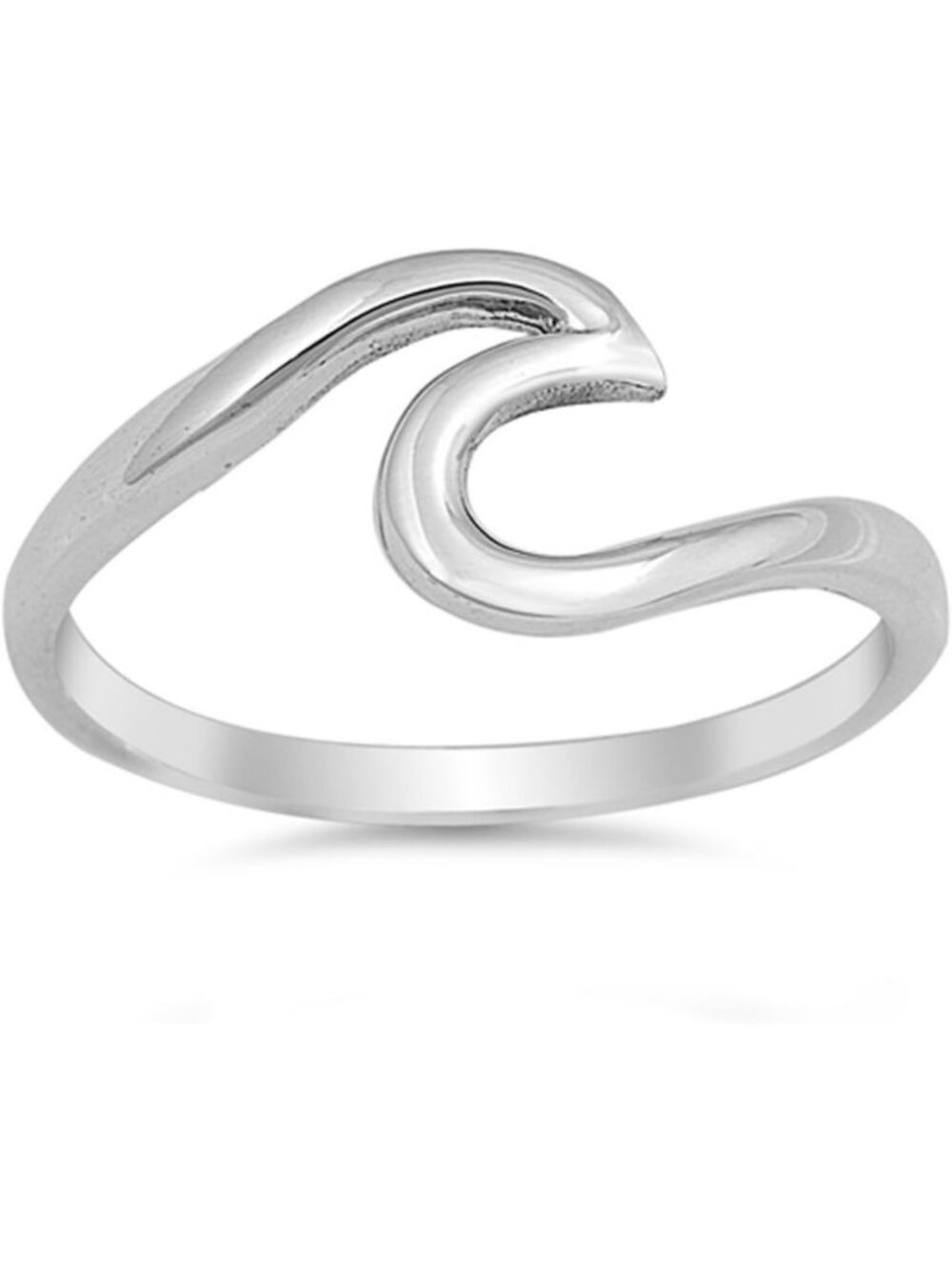 Custom Color Sterling Silver Wave Ring - Elegant, Adjustable, Perfect Gift